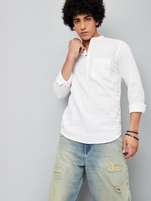 MAX Men Solid A-line Kurta(White)