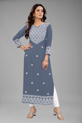 fantasy fab Women Embroidered Straight Kurta(Multicolor)