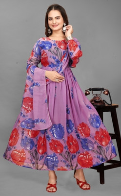Parth Creation Women Floral Print Anarkali Kurta(Multicolor)