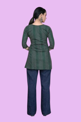 Db Fashion Kx Women Striped A-line Kurta(Green)