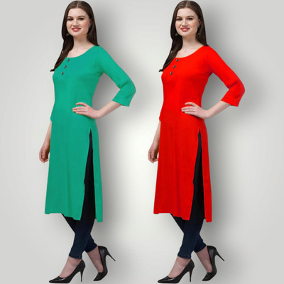 Coft Women Solid Straight Kurta(Multicolor)