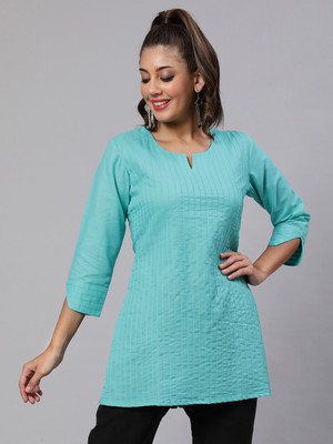 AKIMIA Women Self Design Straight Kurta(Light Green)