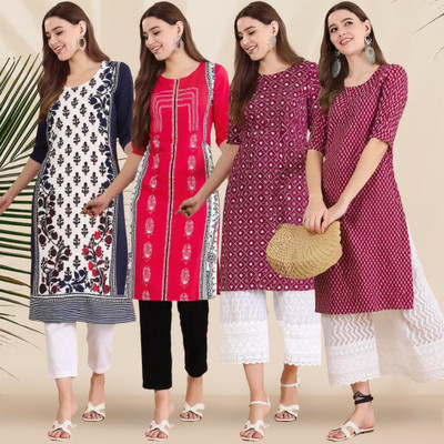 1 Stop Fashion Women Printed A-line Kurta(Multicolor)