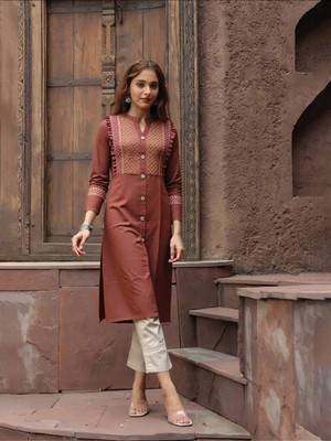 PP Vastram Women Self Design A-line Kurta(Maroon)