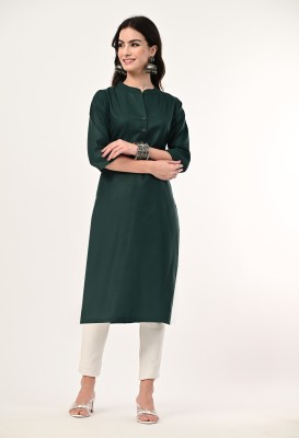 MAURYA Women Solid Straight Kurta(Dark Green)