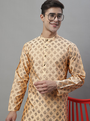 ANOUK Men Self Design Straight Kurta(Beige)