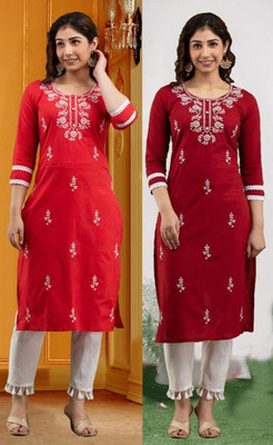 SISTO Women Chikan Embroidery A-line Kurta(Multicolor)