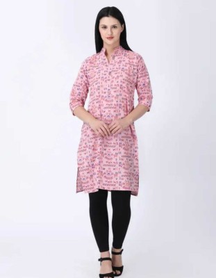 yasha collection Women Printed A-line Kurta(Pink)