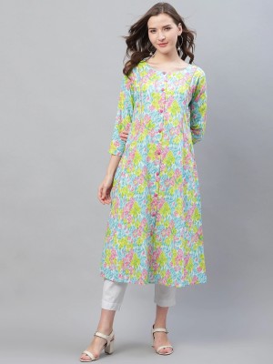 AHIKA Women Floral Print A-line Kurta(Multicolor)