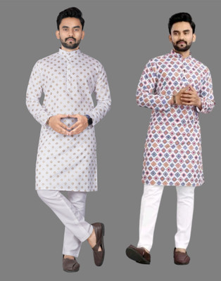 DHASU TRENDZ Men Printed Straight Kurta(Multicolor)