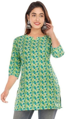 KANCH CREATION Women Printed Straight Kurta(Green)