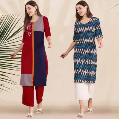 1 Stop Fashion Women Printed Straight Kurta(Multicolor)