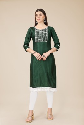 vairagee Women Embroidered A-line Kurta(Dark Green)