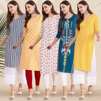 1 Stop Fashion Women Printed A-line Kurta(Multicolor)
