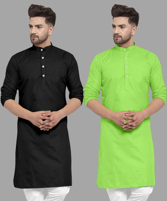 FASHIONFRICKSS Men Solid Straight Kurta(Light Green)