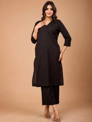 Guru Kripa Women Printed A-line Kurta(Black)