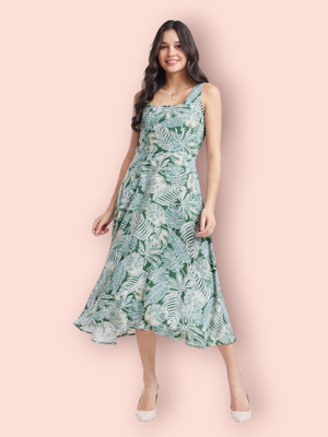 KALAXI Women Printed Anarkali Kurta(Green)