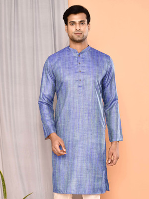 Maahi Fabs Men Solid Straight Kurta(Blue)