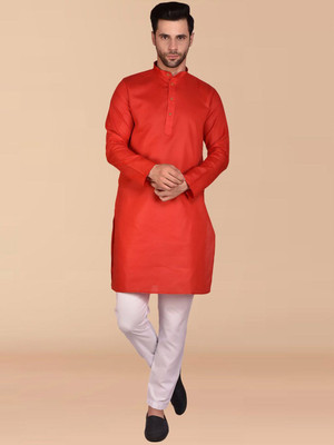Moda Rapido Men Self Design Straight Kurta(Red)