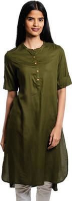 Amadore Women Solid A-line Kurta(Dark Green)