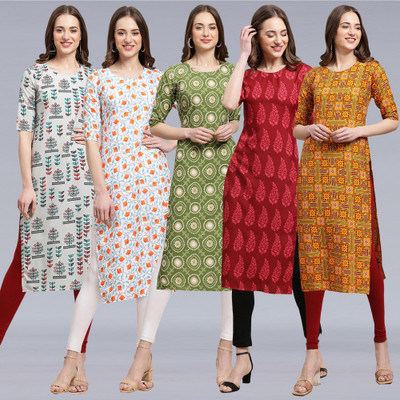 1 Stop Fashion Women Printed A-line Kurta(Multicolor)