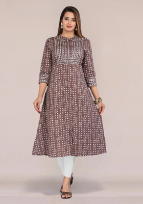 Kannahi Women Printed A-line Kurta(Grey)