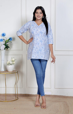 Clarity Collection Women Printed Straight Kurta(Blue)