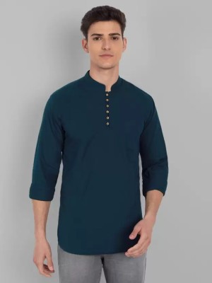 DIGIMI Men Solid Straight Kurta(Green)