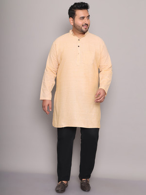 ED PLUS Men Solid Straight Kurta(Yellow)