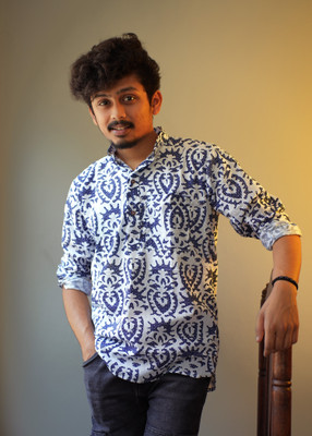 tant ghar Men Printed Straight Kurta(White)