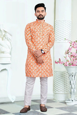 VALAKI Men Self Design Straight Kurta(Multicolor)