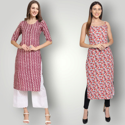 HouseOfCommon Women Printed Straight Kurta(Multicolor)