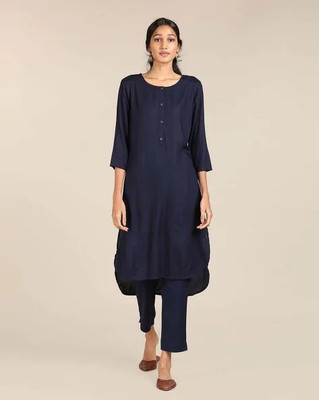 Moda Rapido Women Solid Straight Kurta(Blue)