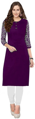 Coft Women Self Design A-line Kurta(Purple)