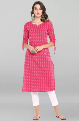 Nandini New Fashion Women Printed Flared Kurta(Pink)