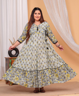 Wilshire Women Printed Anarkali Kurta(Green)
