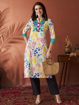 ANOUK Women Printed A-line Kurta(Multicolor)