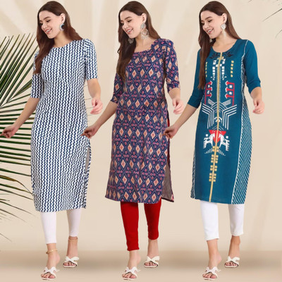 1 Stop Fashion Women Printed A-line Kurta(Multicolor)