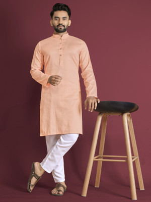ZINKU FASHION Men Self Design A-line Kurta(Orange)