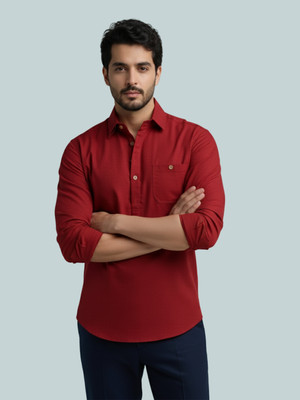 Vashuqi Men Solid A-line Kurta(Red)