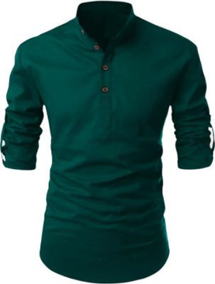 S KUADA Men Solid Flared Kurta(Green)