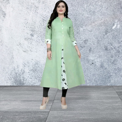U Creationm Women Printed Anarkali Kurta(Green)