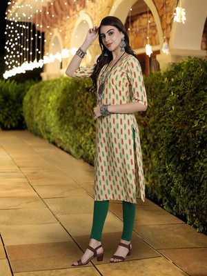 1 Stop Fashion Women Self Design A-line Kurta(Yellow)