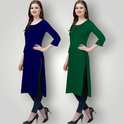 Coft Women Solid Straight Kurta(Multicolor)