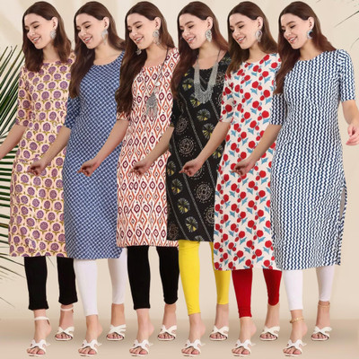 1 Stop Fashion Women Printed A-line Kurta(Multicolor)