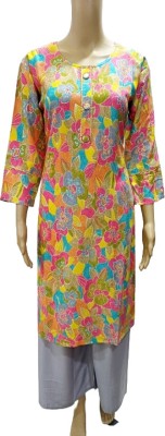 Amazing Mart Women Printed Straight Kurta(Pink)