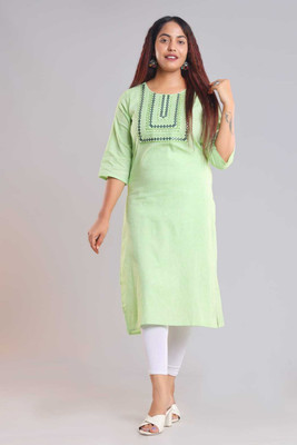 Knancy Creation Women Embroidered A-line Kurta(Grey)