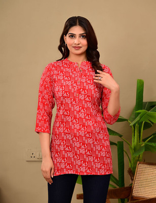 MEWEAR Women Printed A-line Kurta(Red)