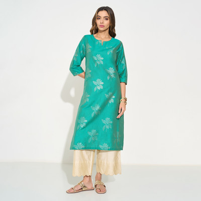 Rangmanch by Pantaloons Women Printed A-line Kurta(Green)