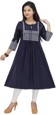 anmol fashion Women Solid Straight Kurta(Blue)